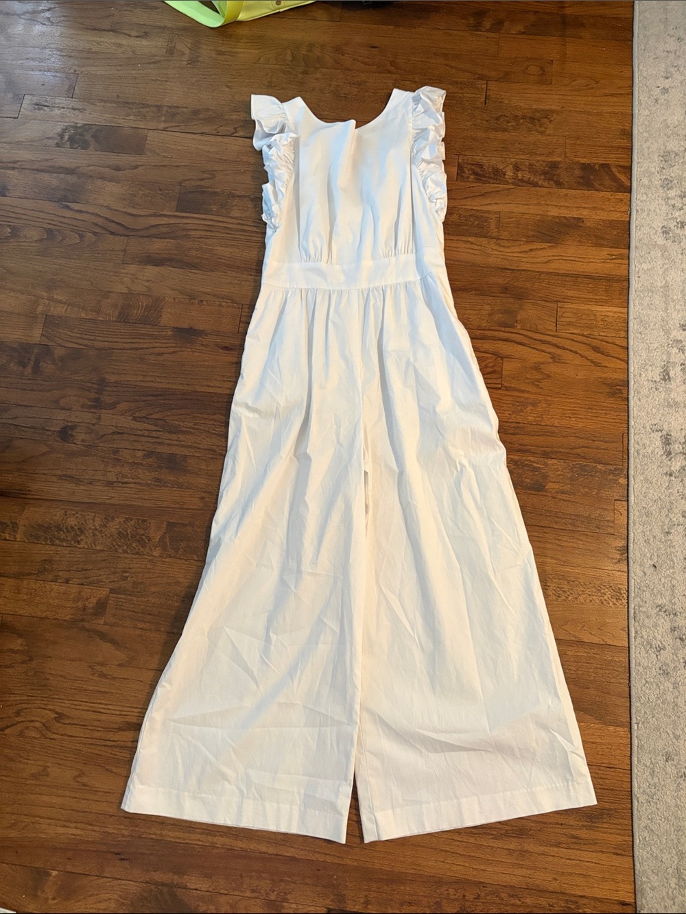 1901 White Ruffle-Sleeve Wide-Leg Jumpsuit